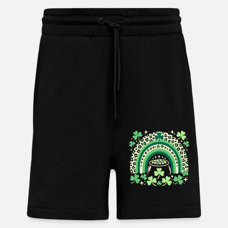 Saint-Patrick arc-en-ciel trèfle chance - Short bio décontracté fabriqué en UE - SOLID BLACK