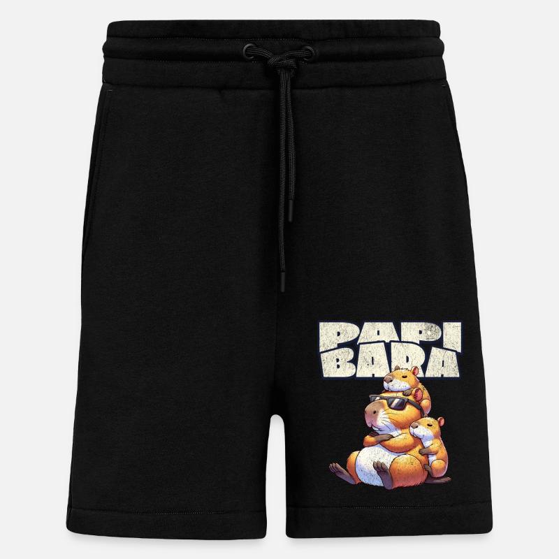 Papibara Capybara Father Dad - Shorts - made by SPREAD - SOLID BLACK