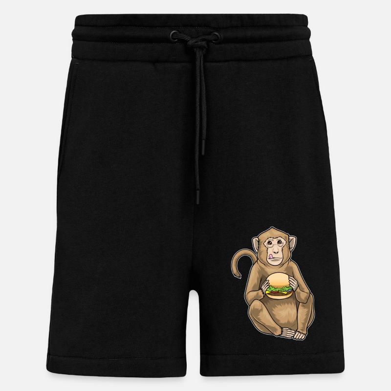 Cheeseburger de singe - Short bio décontracté fabriqué en UE - SOLID BLACK