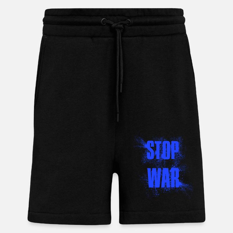 STOP WAR – NO WAR - PEACE - Shorts - made by SPREAD - SOLID BLACK