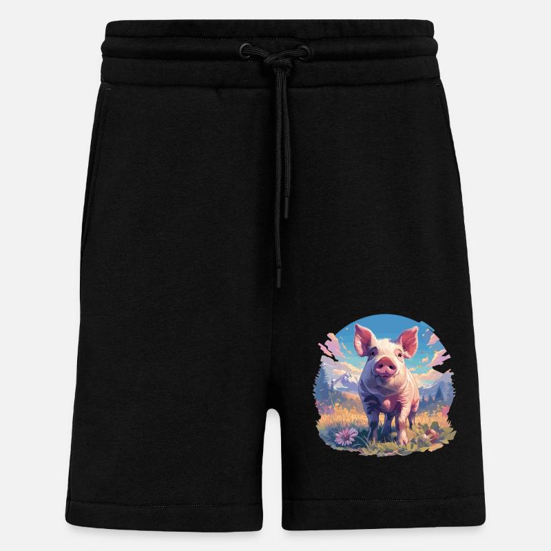 Cochon Cochon - Short bio décontracté fabriqué en UE - SOLID BLACK