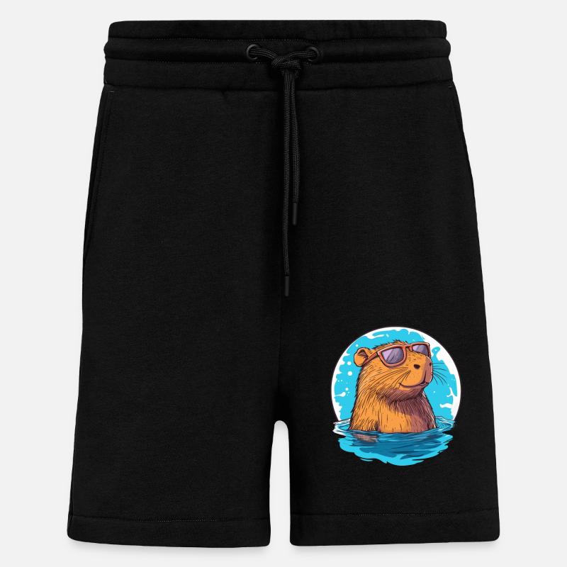 Capybara mit Sonnenbrille - Shorts - made by SPREAD - SOLID BLACK