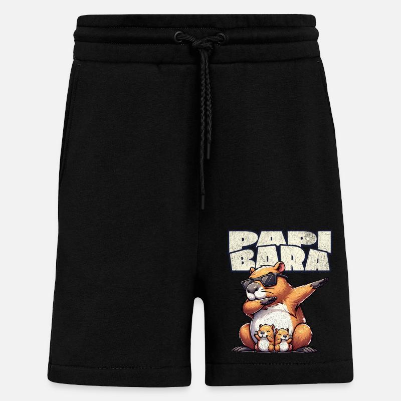 Papibara Capybara Père Papa - Short bio décontracté fabriqué en UE - SOLID BLACK