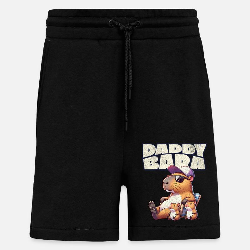Daddybara Capybara Father Dad - Shorts - made by SPREAD - SOLID BLACK