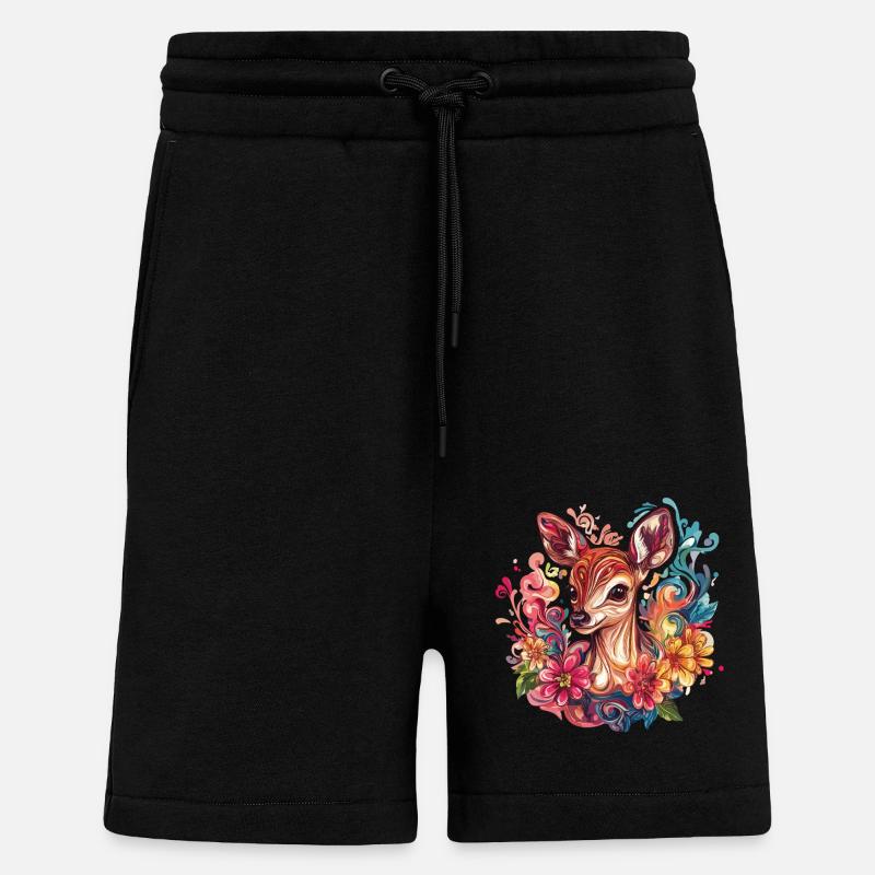Farbenfrohes Rehkitz - Shorts - made by SPREAD - SOLID BLACK