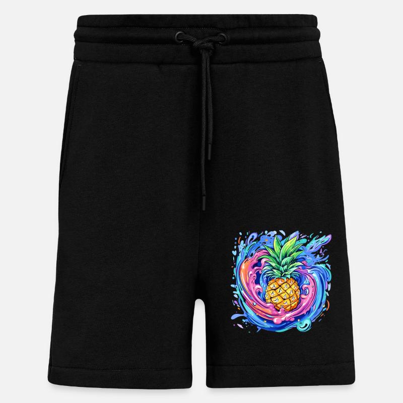 Ananas mit Farbspritzer - Shorts - made by SPREAD - SOLID BLACK