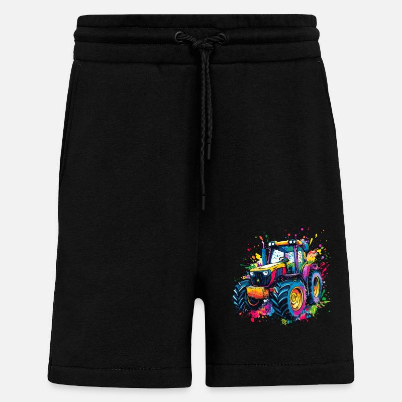 Bunter Traktor mit Farbklecksen - Shorts - made by SPREAD - SOLID BLACK