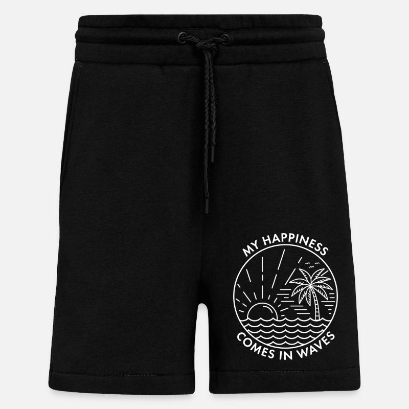 Mon bonheur vient par vagues - Short bio décontracté fabriqué en UE - SOLID BLACK