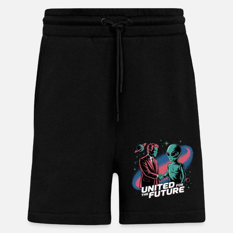SHAKE HANDS FOR FUTURE - Shorts - made by SPREAD - SOLID BLACK