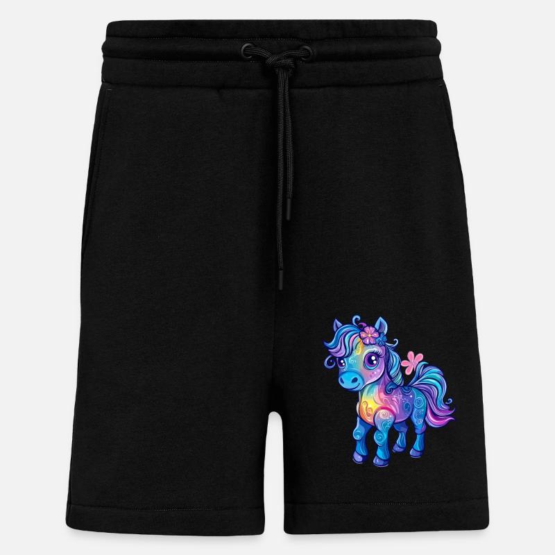 Regenbogen-Pony - Shorts - made by SPREAD - SOLID BLACK
