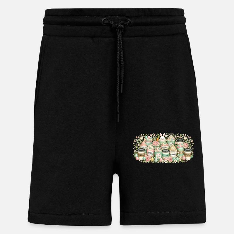 Ostern Kaffeeliebhaber Osterhase Kaffeetrinker - Shorts - made by SPREAD - SOLID BLACK