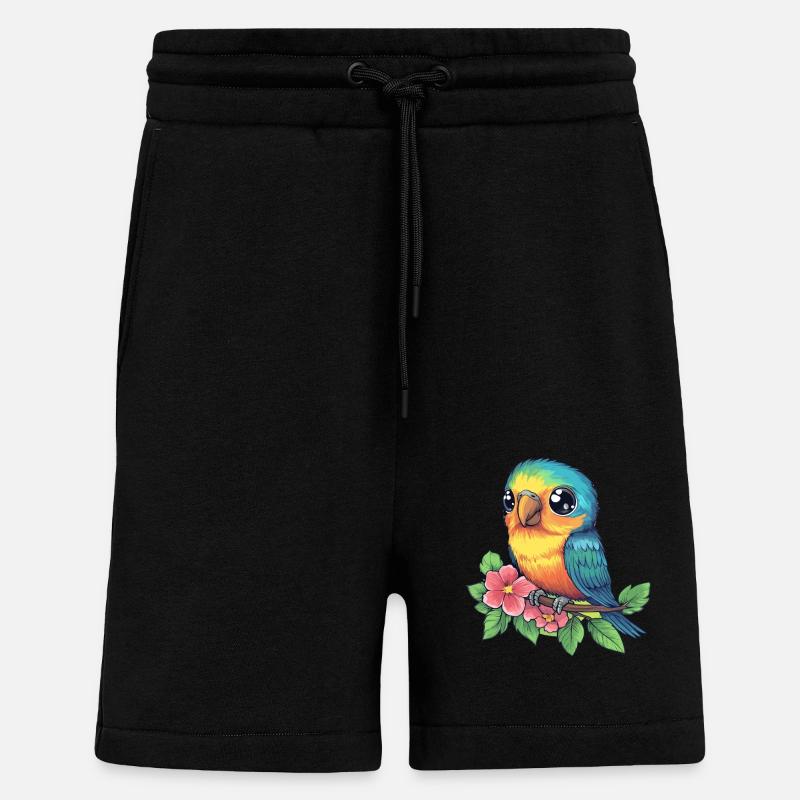 Bunter Tropenvogel - Shorts - made by SPREAD - SOLID BLACK