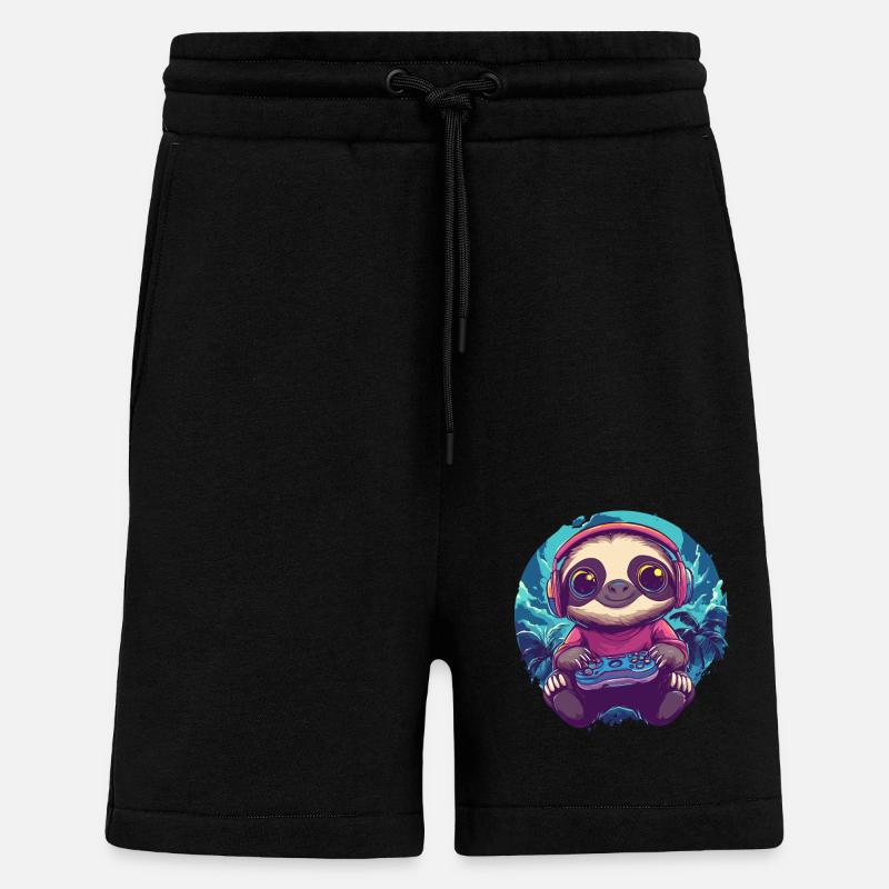 Gamer Sloth Chill Mode - Short bio décontracté fabriqué en UE - SOLID BLACK
