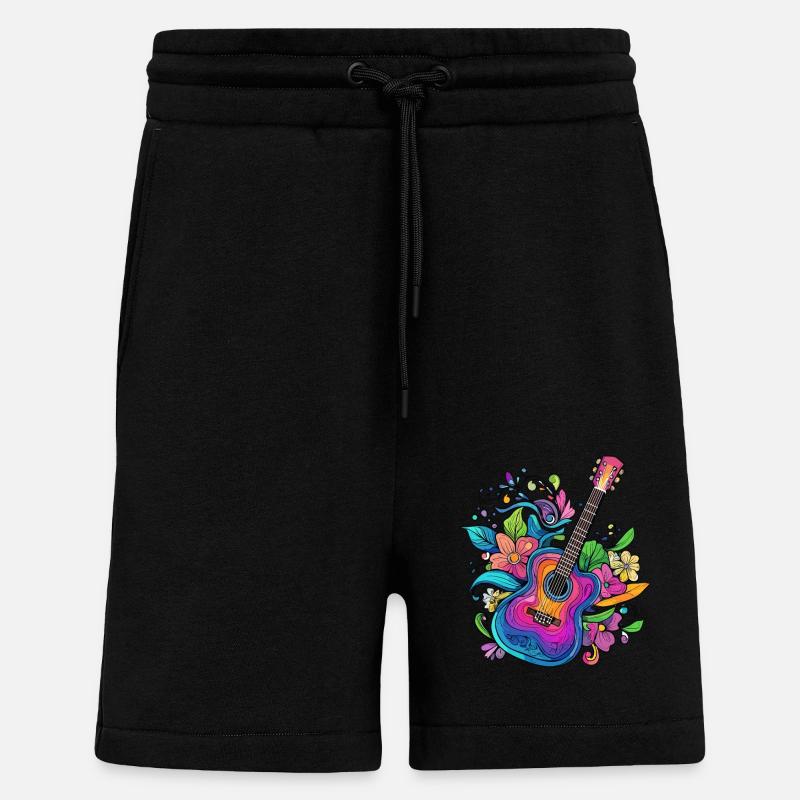 Bunte Gitarre mit Blumen - Shorts - made by SPREAD - SOLID BLACK