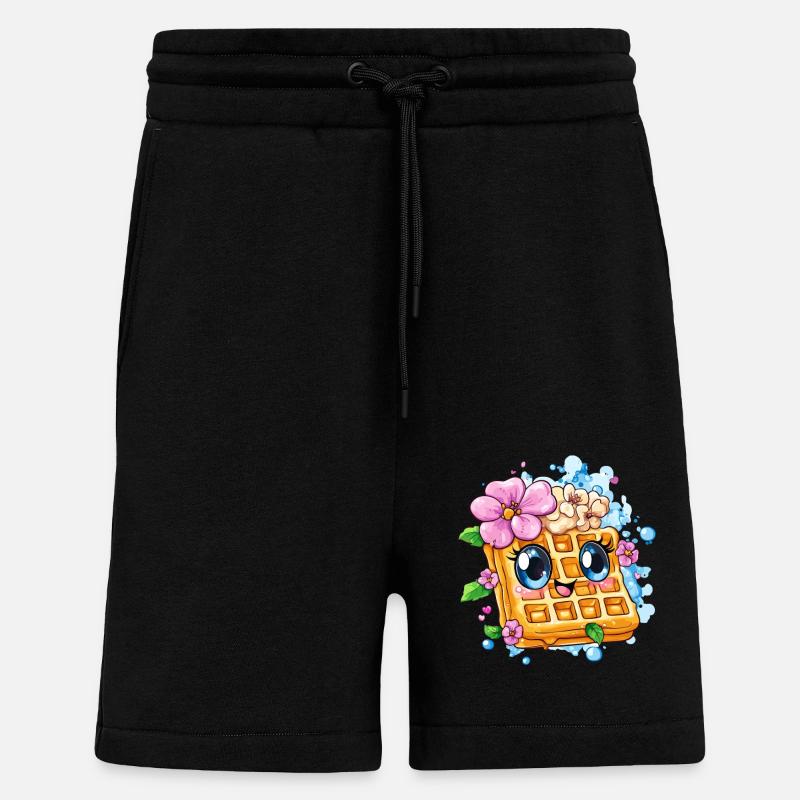 Waffel mit Blütenfreude - Shorts - made by SPREAD - SOLID BLACK