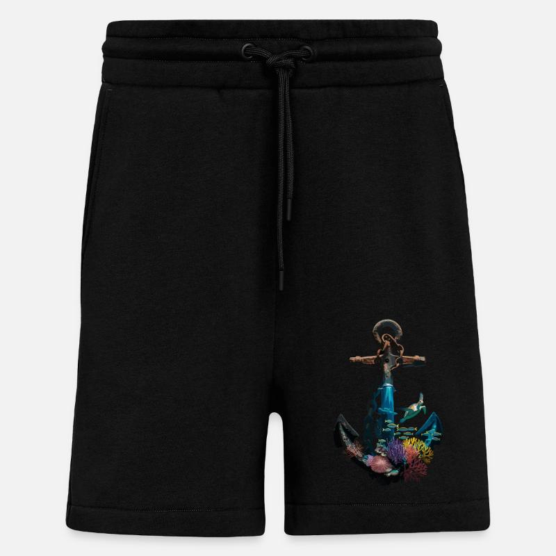 Maritimes Anker-Design Mit Meerestieren Und - Shorts - made by SPREAD - SOLID BLACK