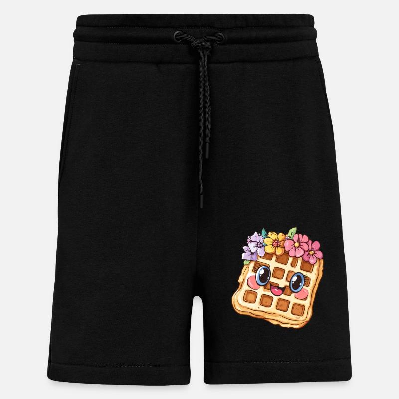 Waffel mit Blumen - Shorts - made by SPREAD - SOLID BLACK