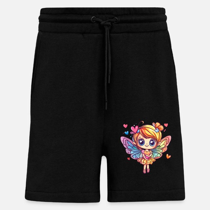 Fée papillon avec coeur - Short bio décontracté fabriqué en UE - SOLID BLACK