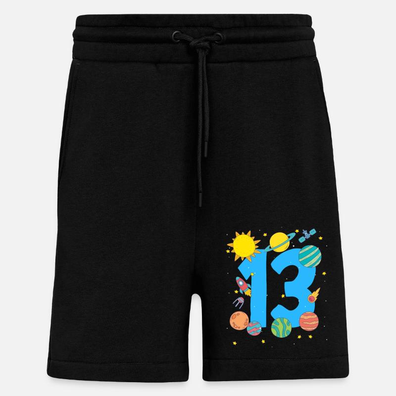 Aventure spatiale numéro 13 - Short bio décontracté fabriqué en UE - SOLID BLACK