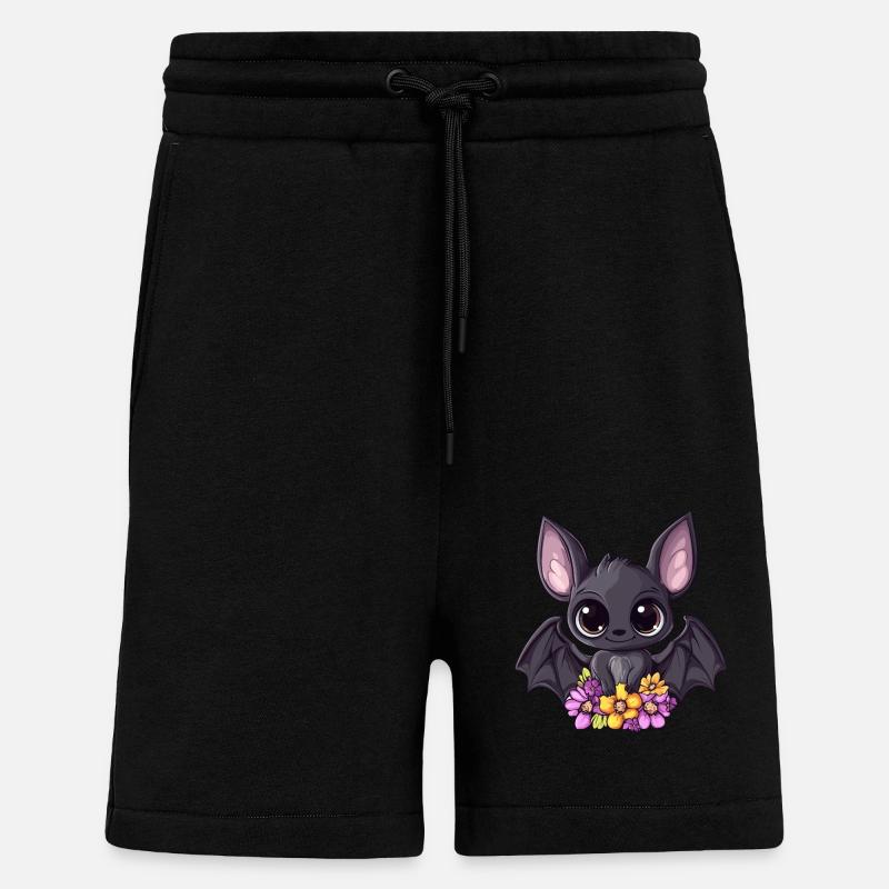 Fledermaus mit Blumen - Shorts - made by SPREAD - SOLID BLACK
