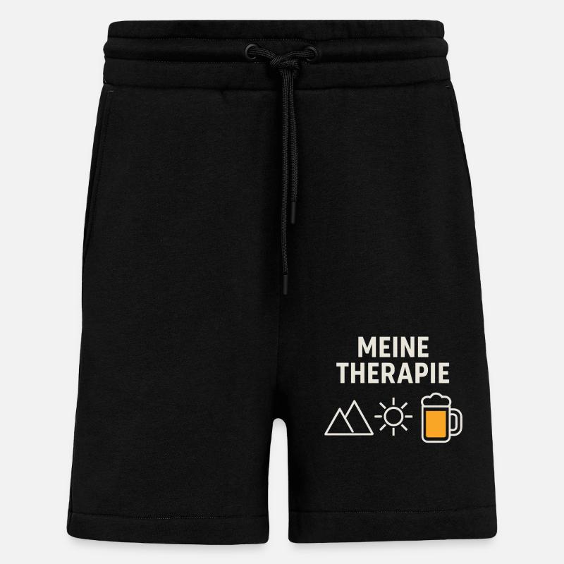 Therapy - Mountains, Beer, Sun - Shorts - made by SPREAD - SOLID BLACK