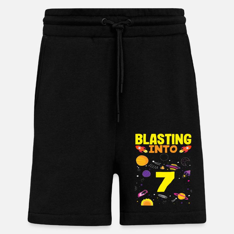 Aventure spatiale du 7e anniversaire - Short bio décontracté fabriqué en UE - SOLID BLACK