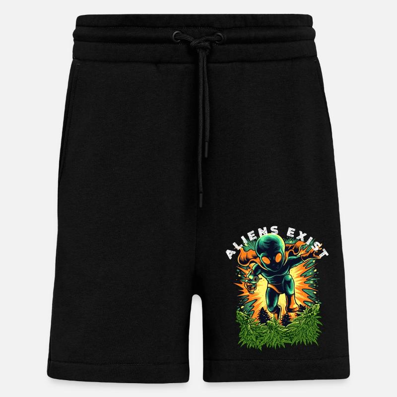 Aliens Exist Cosmic Glow - Shorts - made by SPREAD - SOLID BLACK
