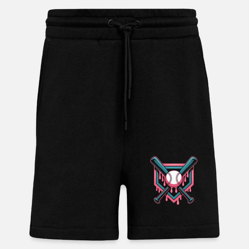 Baseball Batte de baseball - Short bio décontracté fabriqué en UE - SOLID BLACK