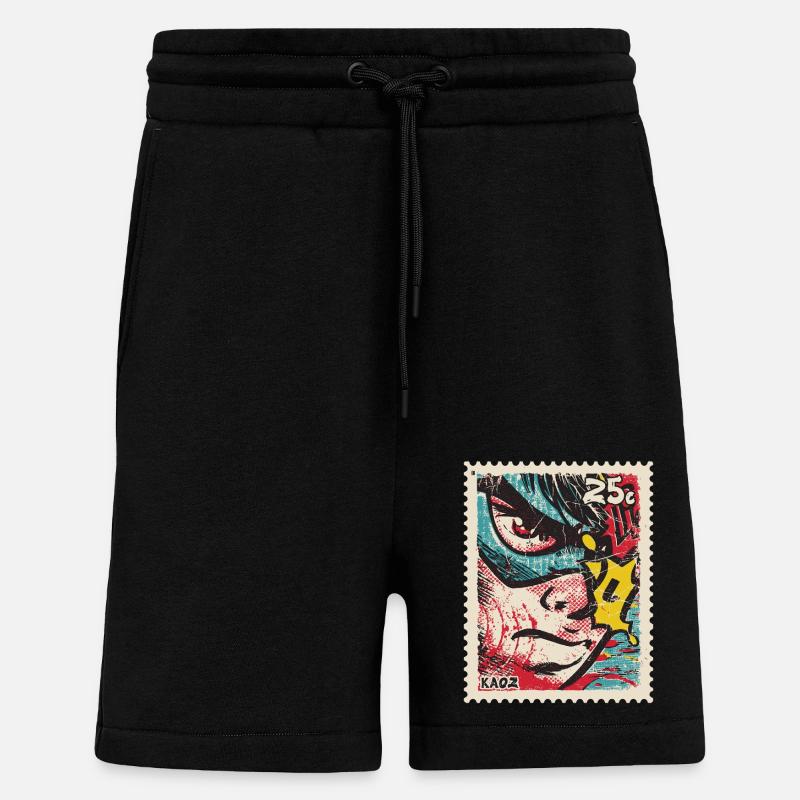 Comic-Held als Retro-Briefmarke - Shorts - made by SPREAD - SOLID BLACK
