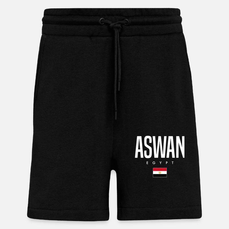 Assouan, Égypte - Short bio décontracté fabriqué en UE - SOLID BLACK