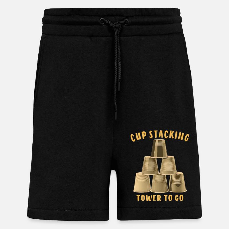 CUP STACKING TOWER TO GO - Shorts - made by SPREAD - SOLID BLACK