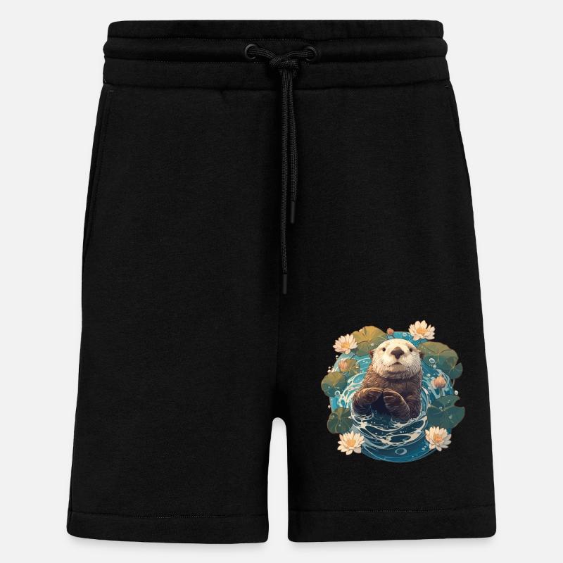 Loutre de mer - Short bio décontracté fabriqué en UE - SOLID BLACK