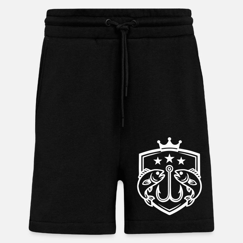 Hameçon Icône de poisson - Short bio décontracté fabriqué en UE - SOLID BLACK