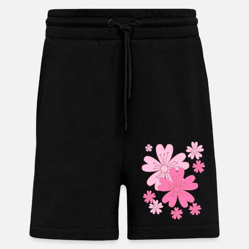 Falling Sakura Cherry Blossoms - Shorts - made by SPREAD - SOLID BLACK