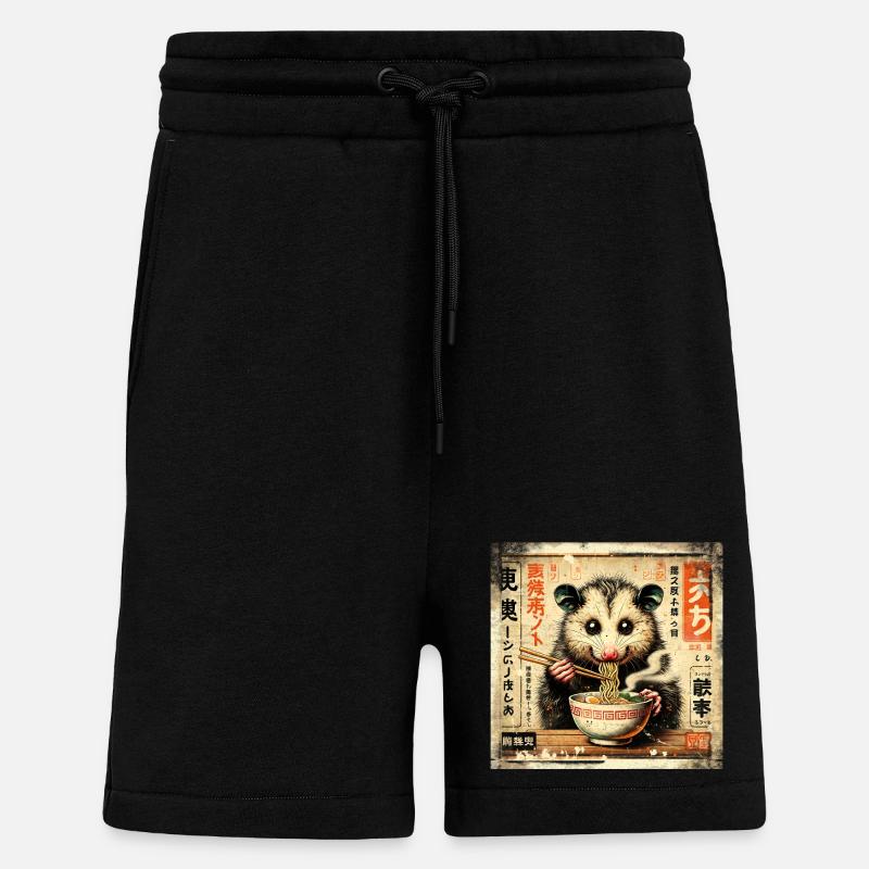 Ramen Opossum Grunge Style d’affiche - Short bio décontracté fabriqué en UE - SOLID BLACK