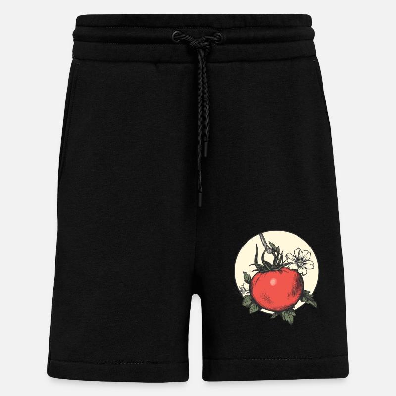 Tomate esthétique avec fleur - Short bio décontracté fabriqué en UE - SOLID BLACK