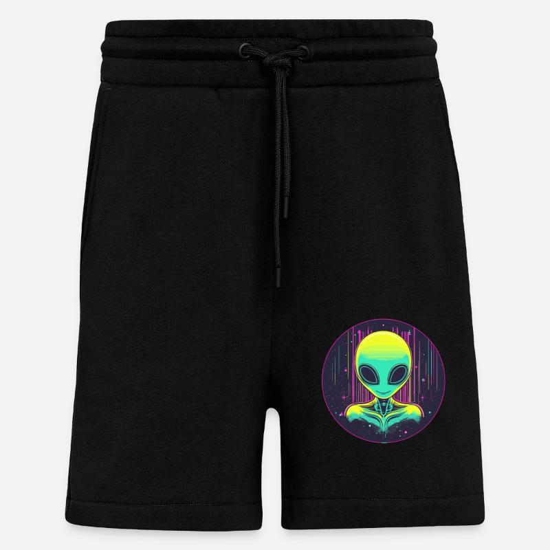 Neon Alien dans l’espace - Short bio décontracté fabriqué en UE - SOLID BLACK