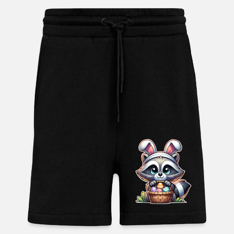 Raccoon Easter Easter Basket - Shorts - made by SPREAD - SOLID BLACK