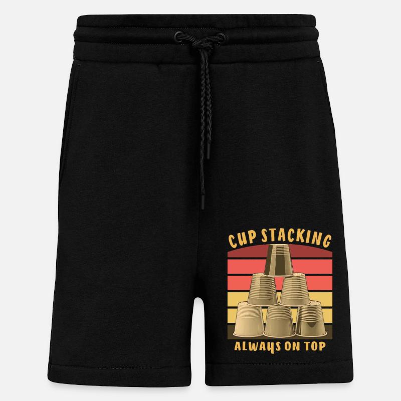 CUP STACKING ALWAYS ON TOP - Shorts - made by SPREAD - SOLID BLACK