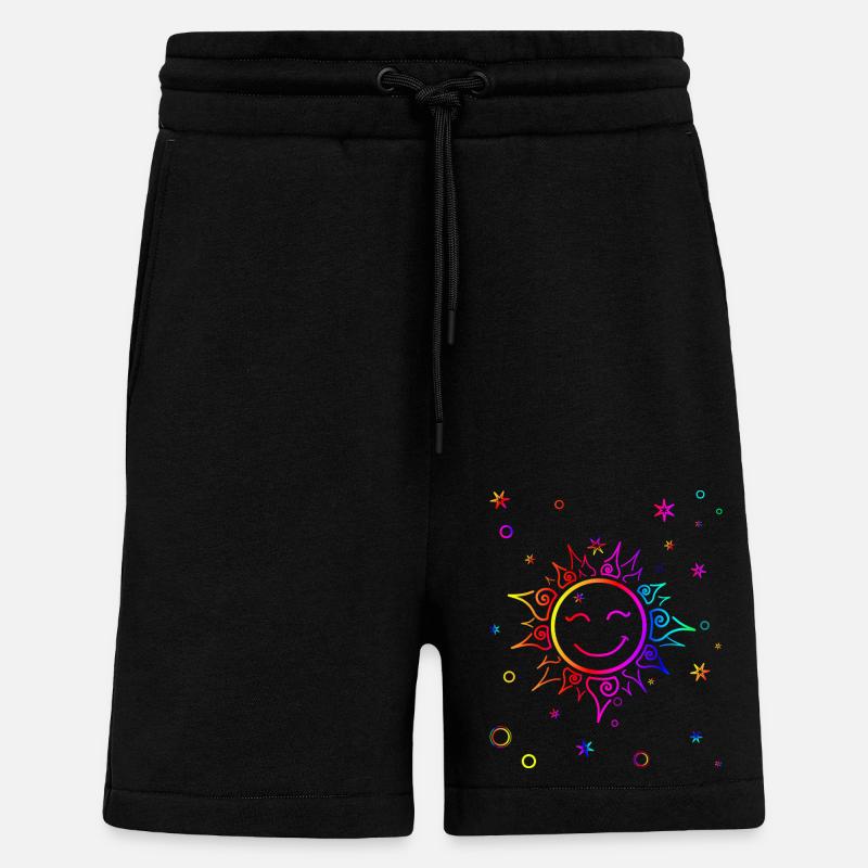 lächelnde Sonne Farbverlauf Regenbogen - Shorts - made by SPREAD - SOLID BLACK