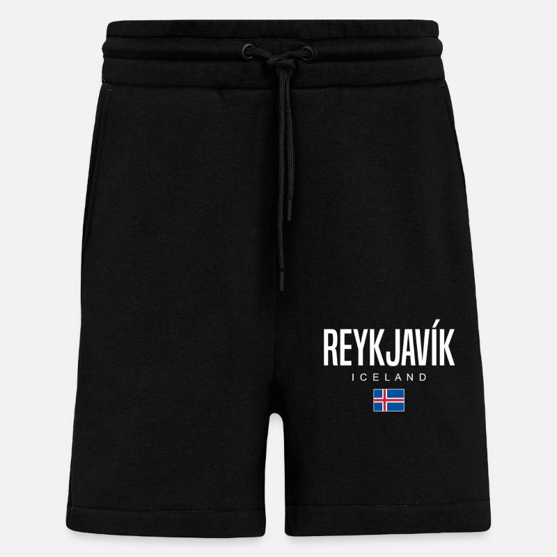 Île de Reykjavík - Short bio décontracté fabriqué en UE - SOLID BLACK