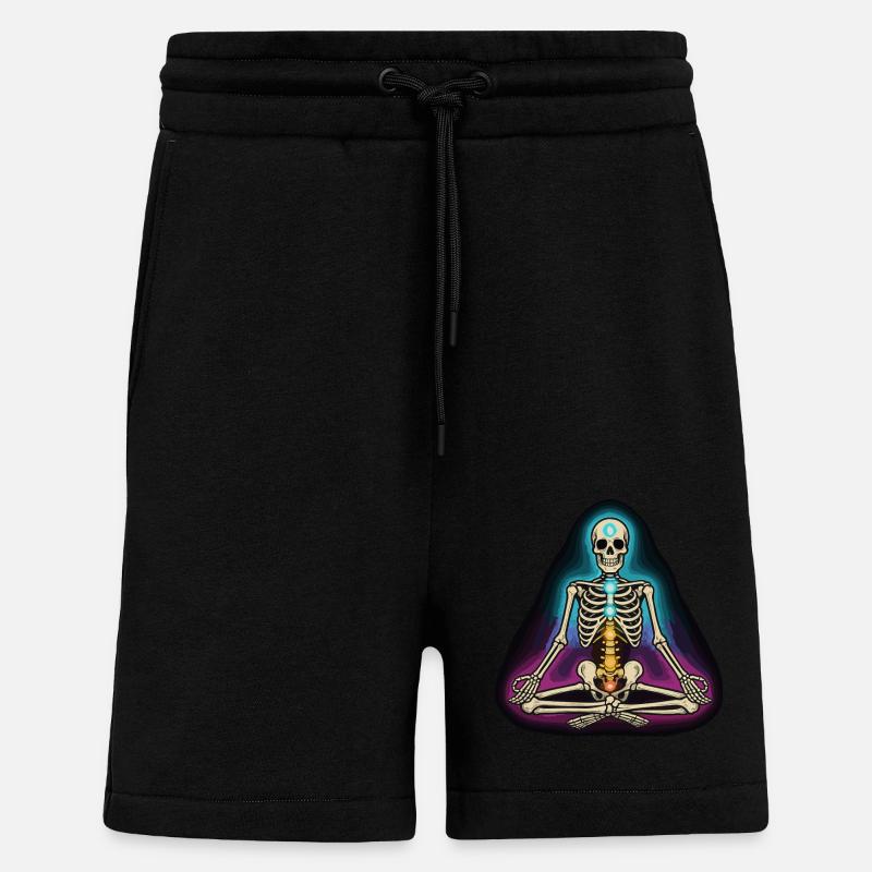 Skeleton Yoga - Chakra Pose - Shorts - made by SPREAD - SOLID BLACK