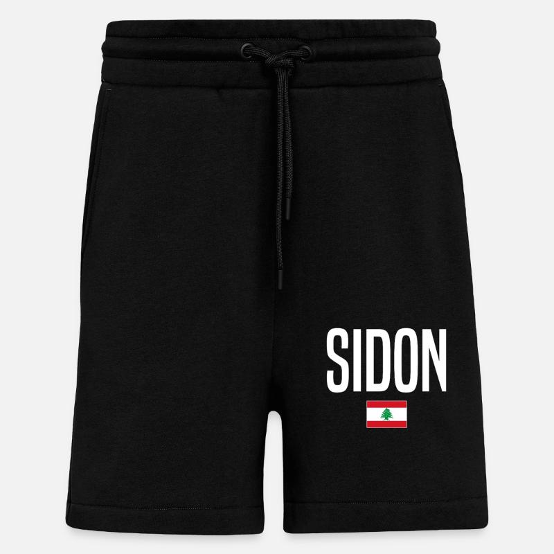 Sidon, Liban - Short bio décontracté fabriqué en UE - SOLID BLACK