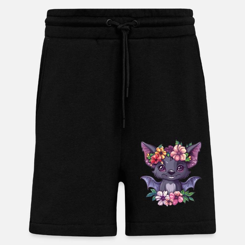 Blumenfledermaus mit Lächeln - Shorts - made by SPREAD - SOLID BLACK