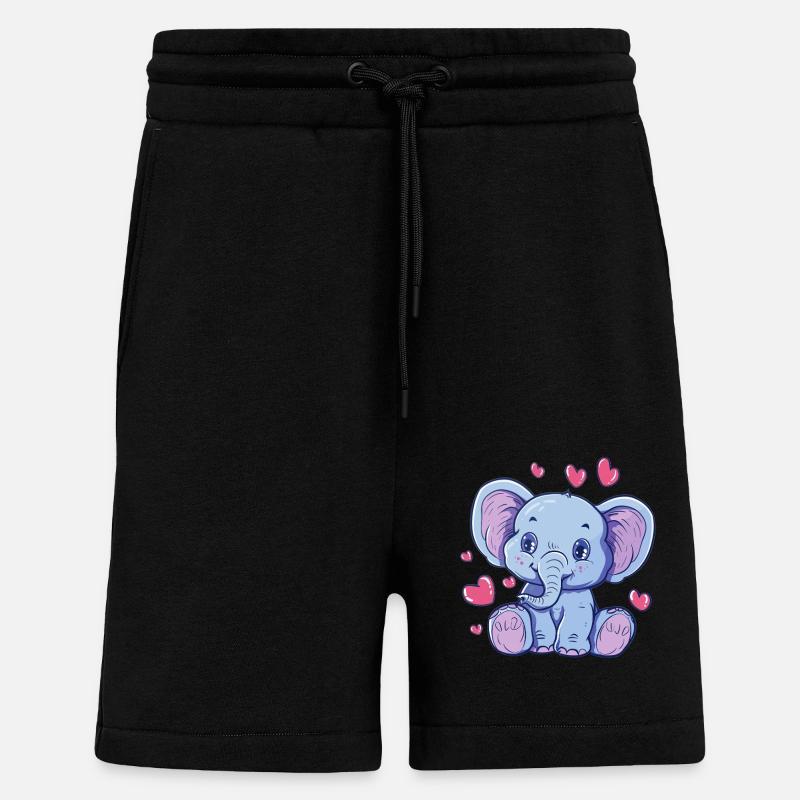 Coeur Bébé Éléphant - Short bio décontracté fabriqué en UE - SOLID BLACK