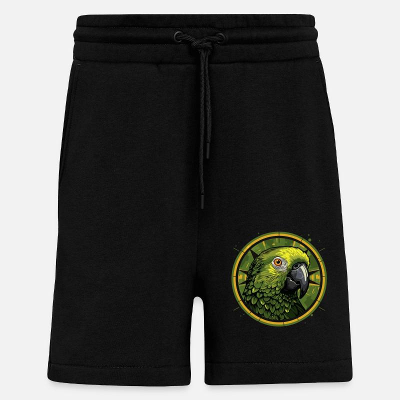 Tête de perroquet vert - Short bio décontracté fabriqué en UE - SOLID BLACK