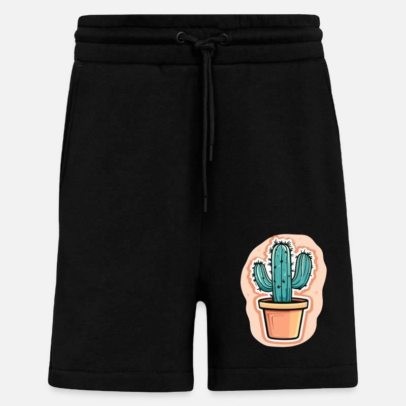 Potted cactus with charm - Shorts - made by SPREAD - SOLID BLACK