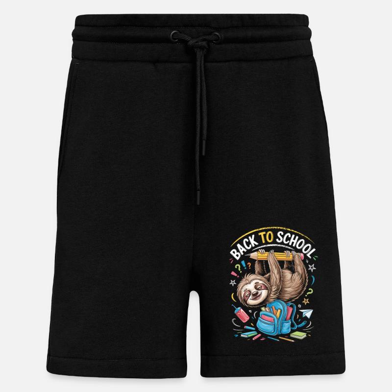 Back to school Sloth - Shorts - made by SPREAD - SOLID BLACK