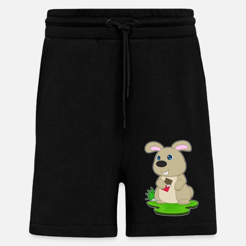 Barre de chocolat lapin - Short bio décontracté fabriqué en UE - SOLID BLACK
