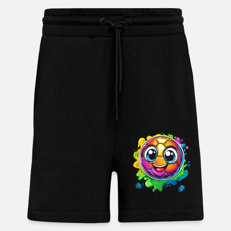 Bunter Fußball mit Gesicht - Shorts - made by SPREAD - SOLID BLACK